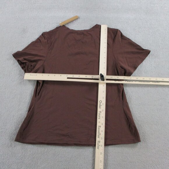 SKIMS Fits Everybody Short Sleeve T Shirt Womens XL Cocoa Brown Stretch NWT - Picture 5 of 10